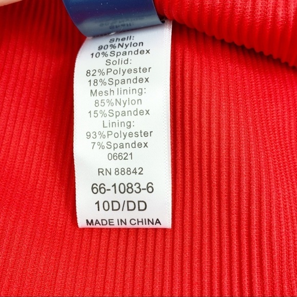 Gabifresh x Swimsuits For All Ribbed Monokini White Red 10D/DD NWT - Picture 9 of 14